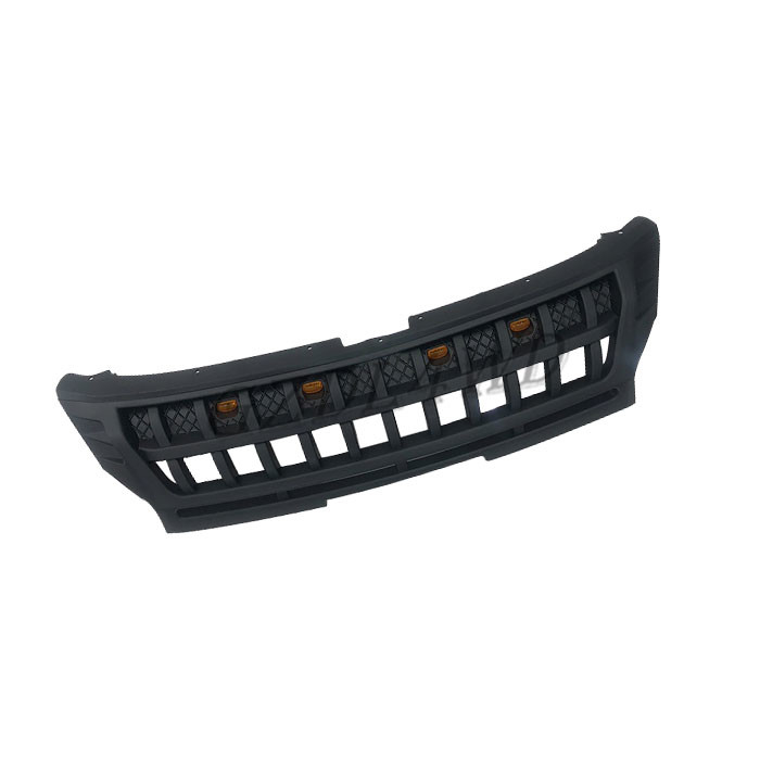 Matte Black Front Grill Mesh With White Amber LED Lights Car Accessories